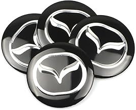 DBFDAQ Set of 4 Wheel Hub Caps Sticker for Mazda Atez 6 Gh Gg Gi 3 Angksela Bk CX 5 4 7 8 56 mm Car Wheel Centre Rim Cover Styling Accessories with Logo, Black