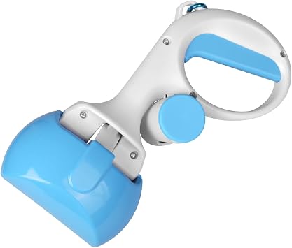 Gegong Pet Pooper Scooper for Dogs and Cats with Trash Bags Holder, Non-Breakable High Strength Material Poop Scooper for Easy Grass and Gravel Pick UpIncluding a roll of Trash Bag Blue