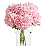 3er Set Künstliche Hortensien Blumen, 66cm Große Latex Hortensie mit Echtes Touch, Lebensnahe Täuschend Echte Blume für Zuhause Hochzeit Brautstrauß Tischdekoration Wohnzimmer Garten Deko (Rosa)