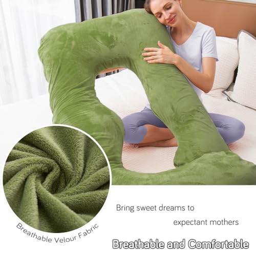 Image of 60 Inch Pregnancy Pillow for Sleeping (Green) | Extra Large U Shaped Body Pillow, Maternity Pillow for Pregnant Women