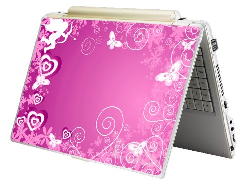 Image of LSS 15 15.6 Inches Laptop Notebook Skin Sticker with 2 Wrist Pads - Reusable Cover Protector Vinyl Sticker Cover Decal Fits 13 inch - 16 inch HP Asus Acer - Pink Cupid Butterfly Pattern