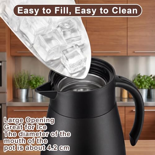 Image of Norme 2 Pcs Thermal Coffee Carafe Insulated Stainless Steel Coffee Carafe for Hot Liquid Vacuum Thermal Pot Creamer Pitcher Dispenser with Brushes Keeping Hot Water Milk(Black, Silver,25 oz)