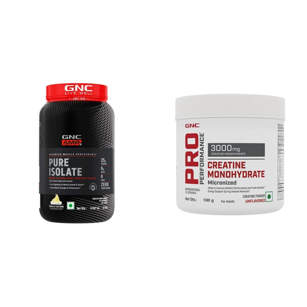 GNC Amp Pure Isolate,Powder,Zero Carb Vanilla Custard 2Lbs + Pro Performance Creatine Monohydrate 100Gm (B0C69QXNF4) Amazon Price History, Amazon Price Tracker