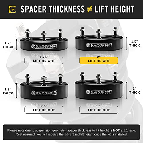 Supreme Suspensions - 2" Front Leveling Kit For 2004-2023 Ford F150 Raptor / 2003-2017 Ford Expedition 2Wd 4Wd T6 Billet Aluminum Strut Lift Spacers - Microfiber Towel Included With Purchase #TOP2