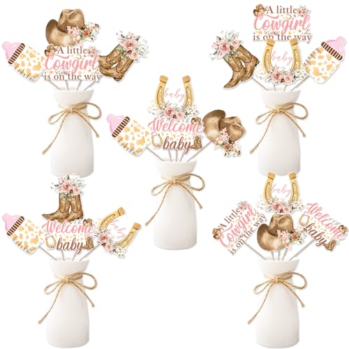 Décoration table baby shower cowgirl : centre de table double face