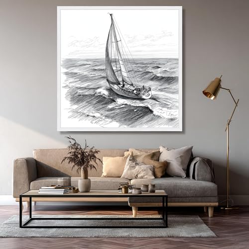 Toile voilier et vagues océaniques pour ambiance bord de mer salon