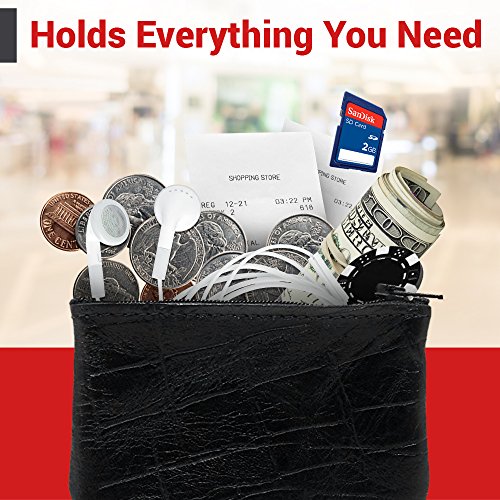 Genuine Leather Small Zipper Pouch Coin Purse for Women Change Holder for Men Size 4 x2.5 Made in U.S.A3