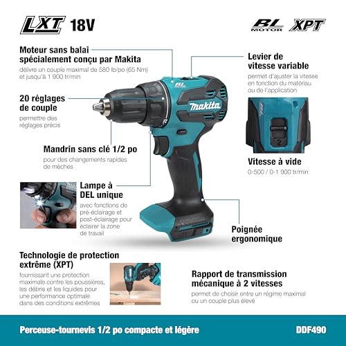 Perceuse visseuse LXT Makita DDF490Z 18 V Li Ion Ø 13 mm Produit seul - vue 4