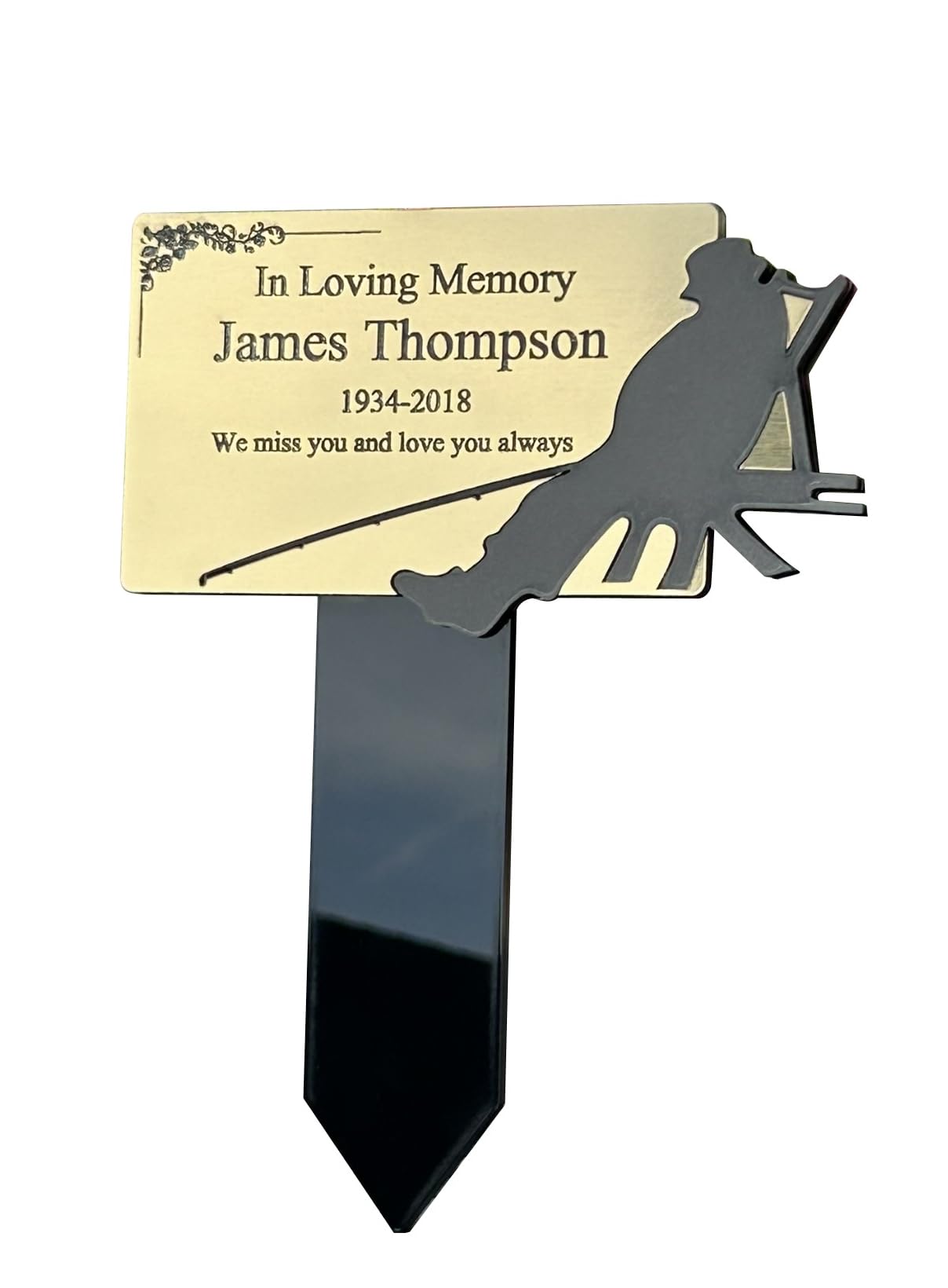 Memorial Plaque, Rememberance Plaques, Carp Fishing, Pets, Dog, Cat, Grave Garden Marker Spike Graveside
