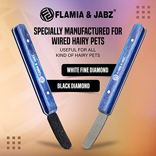 FLAMIA & JABZ Stripping Metal Stone Diamond Edged for Dogs Cats & Pets with Wooden Grip (2 Piece Pack of Coarse & Fine) - Image 3