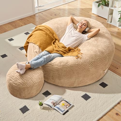 weaxty W 5ft Bean Bag Chairs for Adults with Filling