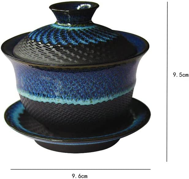 Forno smaltato ceramica Gaiwan, tazza da tè in porcellana Kungfu, tazza da tè retrò cinese, Sancai Gaiwan con piattino con coperchio