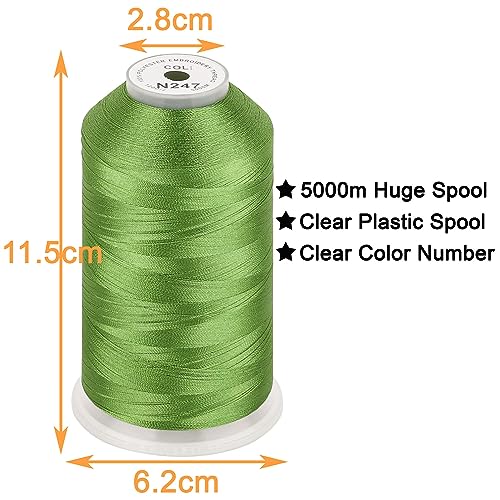 Image of New brothread - Single Huge Spool 5000M Each Polyester Embroidery Machine Thread 40WT for Commercial and Domestic Machines - Meadow Green(Janome Color)
