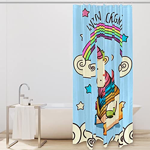 Rideau de douche licorne imperméable anti-éclaboussures pour préserver le sol - 3