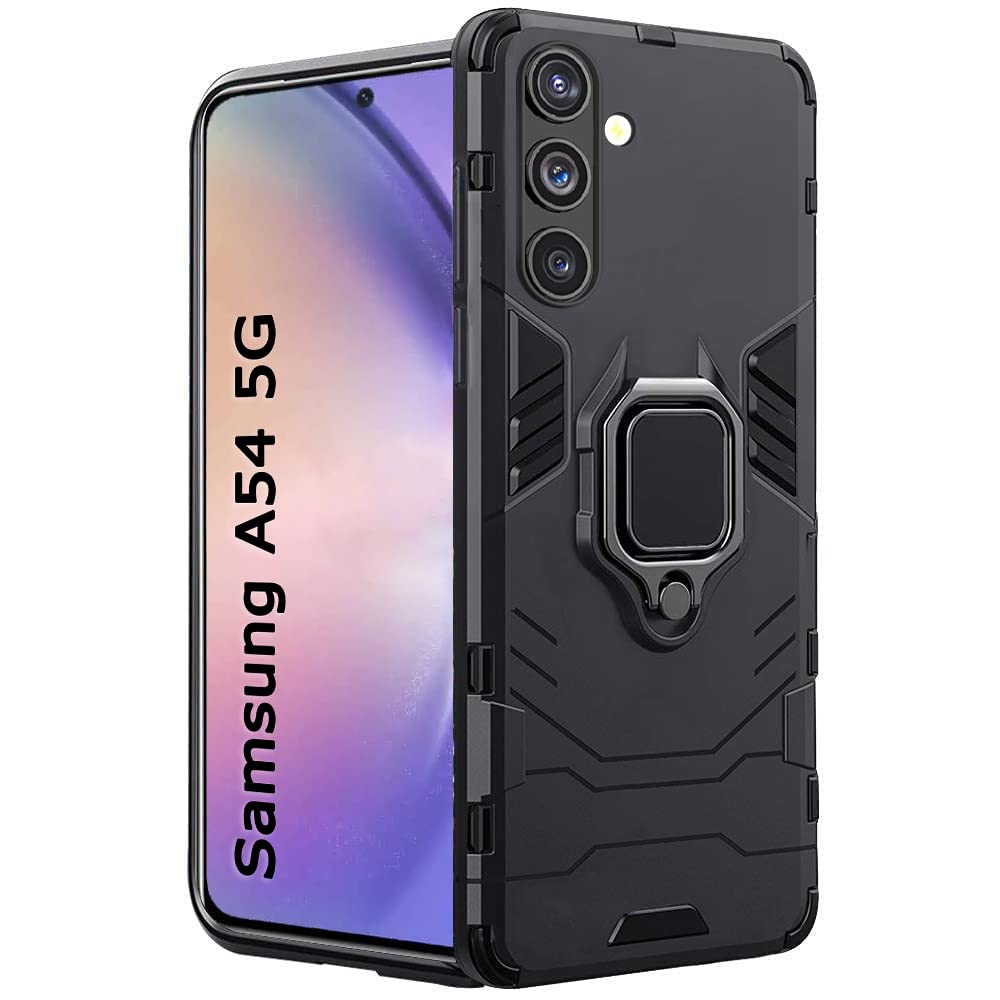TheGiftKart Tough Armor Bumper Back Case Cover for Samsung Galaxy A54 5G | Ring Holder & Kickstand in-Built | 360 Degree Protection Back Case Cover for Samsung Galaxy A54 5G (PC & TPU | Black) (B0BYD24X88) Amazon Price History, Amazon Price Tracker