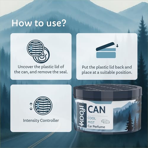 Image of Kooji Can Car Perfume + 5ml Car Hanging Perfume Pendant (Free) - Cool Mist Scent - Long-Lasting, Alcohol-Free, Oud & Saffron Oriental Fragrance - For Car, Home, or Office Use - Lasts Up to 60 Days
