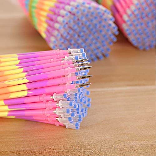 Qianshan 48 Pcs Rainbow Gradient Color Gel Pen Refills–Each Refill Contains Six Gradient Colors,Perfect For Adult Coloring Books Craft Markers Scrapbooking Painting Writing Art Drawing #TOP6