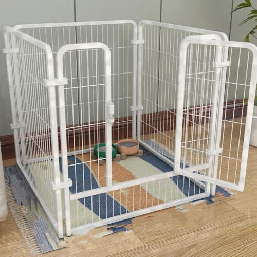 Joxoilso ペットフェンス 犬用 サークル 室内外兼用 扉付き ロック機能 脱走防止 高さ90cm 小型犬・中型犬対応 滑り止めキャップ付き 頑丈スチール製 (80X80X80cm,A)