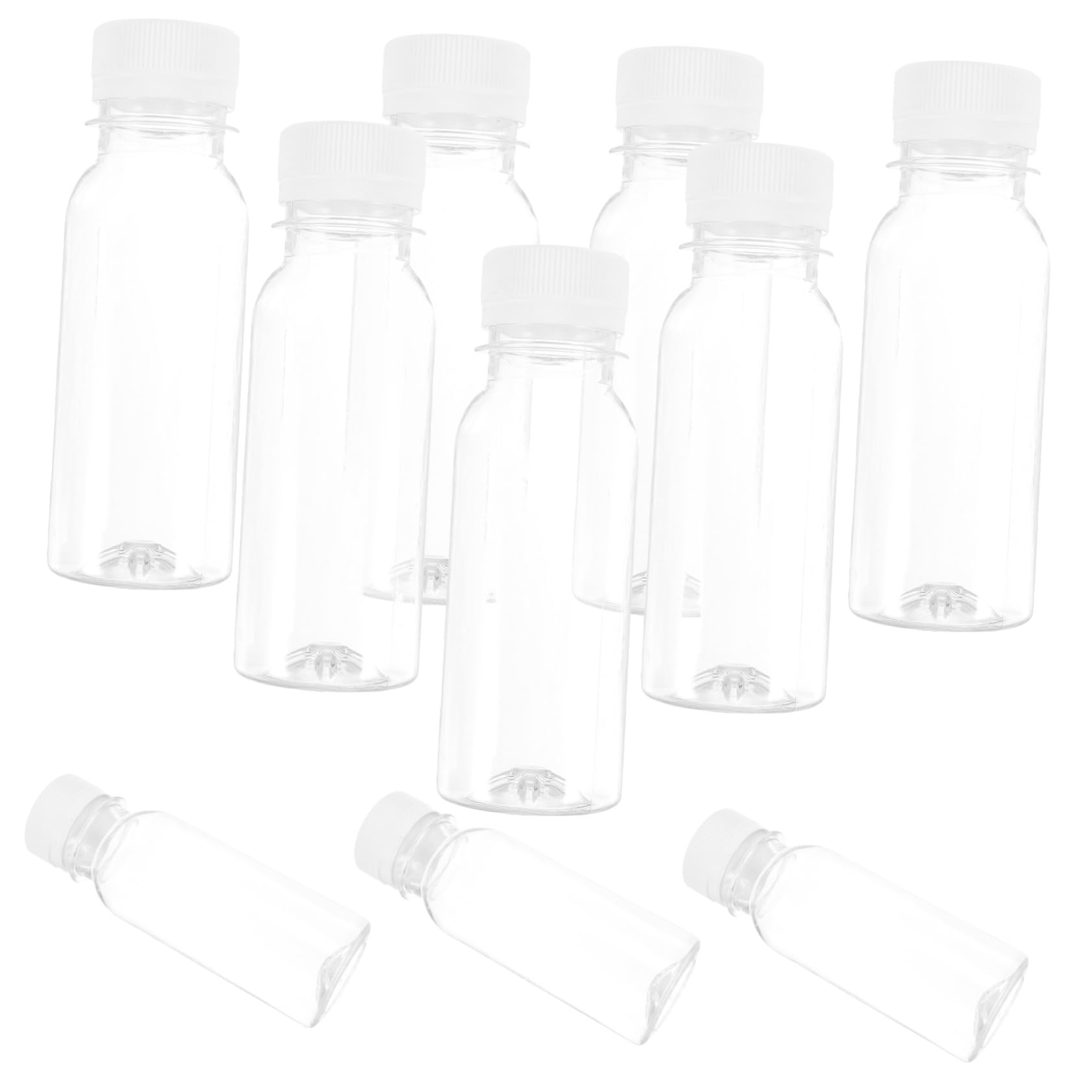 PartyKindom 10pcs Portable Milk Bottles Pet Juice Containers Empty Milk Jars Reusable for School Work Travel