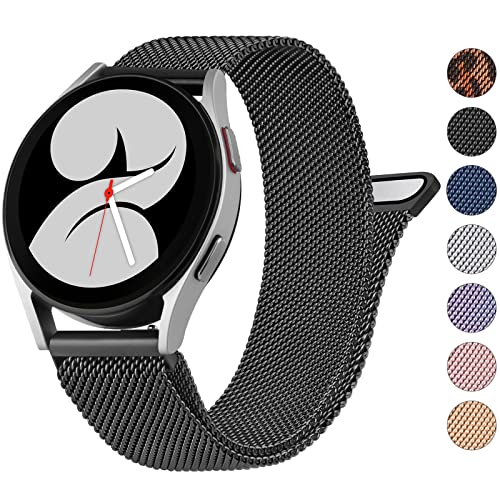 Wanme Metal Bands for Samsung Galaxy Watch 4 Band 40mm 44mm, Galaxy Watch 4 Classic Band Women Men, 20mm Stainless Steel Replacement Strap for Samsung Watch 4 Bands (Black) by Wanme - Used condition - US$8.48