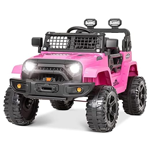 Electric Ride on Truck with Remote Control, 12V Battery Powered Electric, Spring Suspension, Remote Control, 3 Speeds, LED Lights, Birthday Festival Gift for Kids, Boys & Girls (Pink)