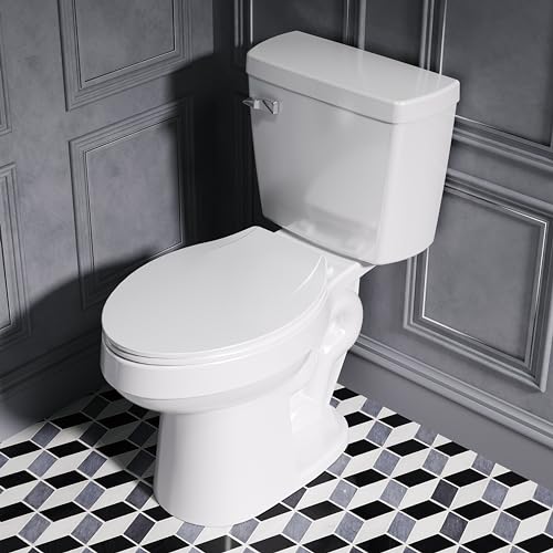 ELLAI-Two-Piece-Elongated-Toilets-ADA-Chair-Comfort-Height-165-Powerful-Single-Flush-128-GPF-12-Rough-In-with-Side-Trip-Lever-White-283x172x31 ELLAI Two Piece Elongated Toilets ADA Chair Comfort Height 165 Powerful Single Flush 128 GPF 12 Rough In with Side Trip Lever White 283x172x31
