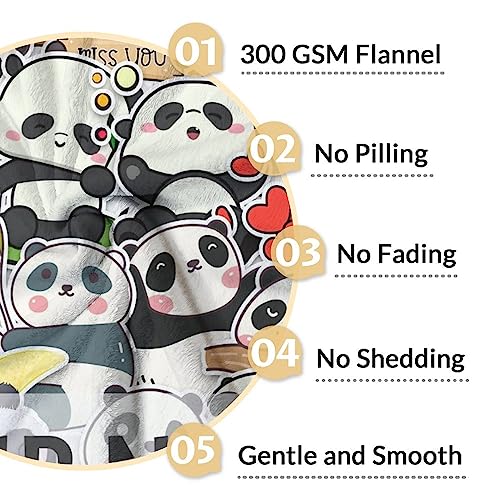 Personalized Panda Blanket Gifts with Name - 30"x40" Cute Throw Blanket for Kids, Adults - Black Soft Fuzzy Blankets for Couch & Sofa