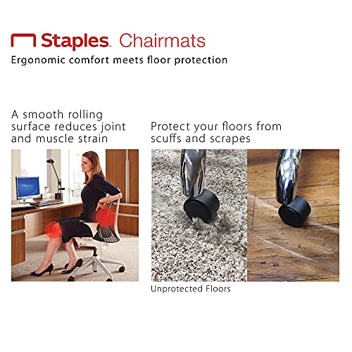 Staples 567298 45-Inch X 53-Inch Low Pile Carpet Chair Mat Lip #TOP5