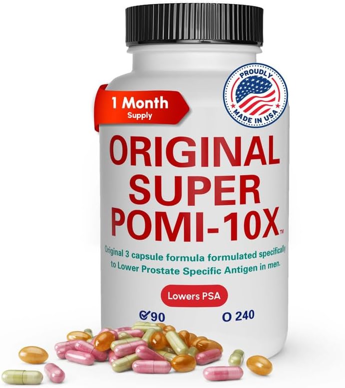 Orignal Super POMI 10X Prostate Supplements for Men - Herbal Formula with Pomegranate, Turmeric, and Green Tea - Supports Prostate Function and Promotes Urinary Comfort - 90 Count