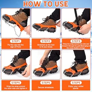 XUNIVERS Ramponi per Scarponi,Ramponi da Ghiaccio per Scarponi,24 Denti,Portatile Ramponcini,per trekking invernale,Trekking Trail Running da Antiscivolo,Camminare su Neve e Ghiaccio Campeggio