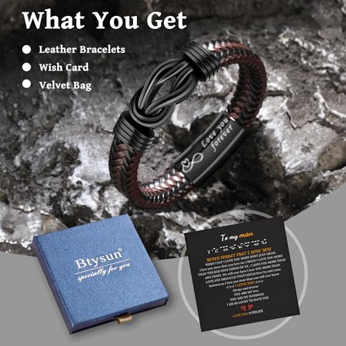 Inspirational Gifts for Men Morse Code Bracelets Mens Bracelets Graduation Gifts for Him Fathers Day Adjustable Leather Bracelet Motivational Birthday Annivesary Jewelry Stocking Stuffers for Men
