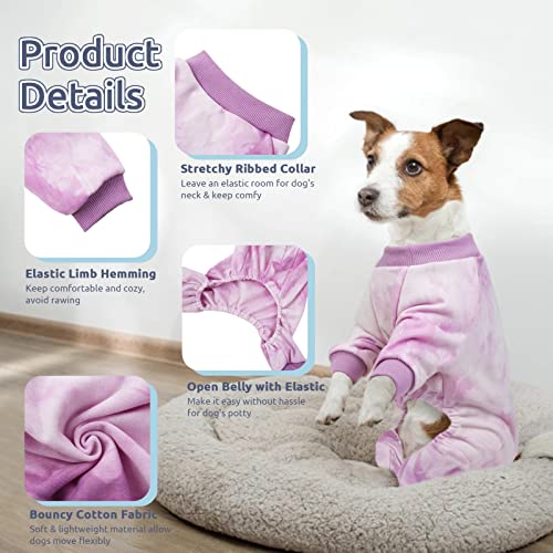 Ginbavi Tie Dye Dog Pajamas, Soft Lightweight Puppy Jumpsuit Shirts Boys Girls Doggie Onesie Pjs With 4 Legs, Breathable Stretchy Dog Pullover Jammies Pet Bodysuits Apparel For Small Medium Dogs #TOP2