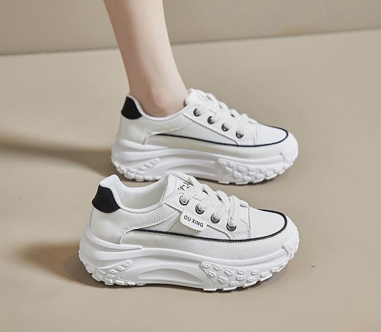 Platform Sneakers High Heel Sneakers for Women Wedge Sneakers Leather Upper Fashion Lace up Sneakers Increasing 1.78 inch4