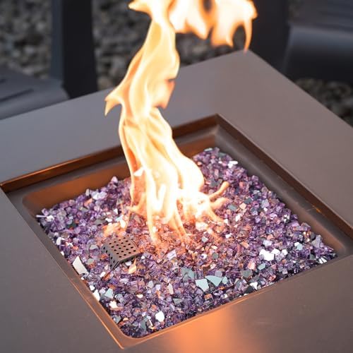 Mr. Fireglass 10 Pounds Fire Glass - 1/4 Inch High Luster Reflective Tempered Glass Rocks for Fireplace Fire Pit Table and Landscaping, Purple - 2