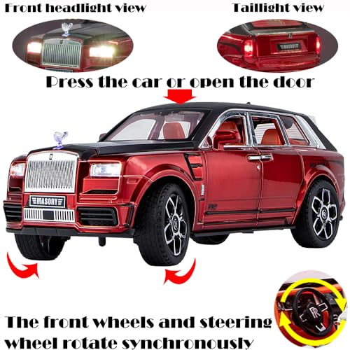 Modelo de auto Rolls-Royce Cullinan 1:24 rojo miniatura 3