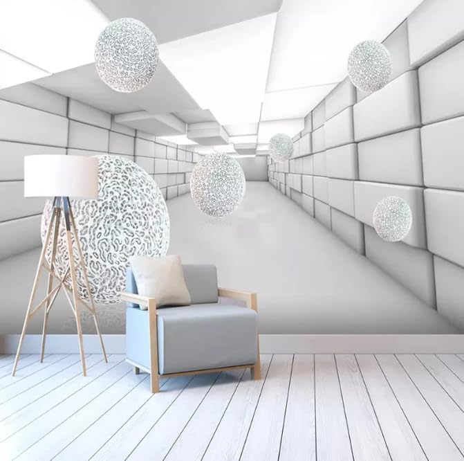 Papier peint géométrique 3D pour agrandir un salon ou un bureau - 2
