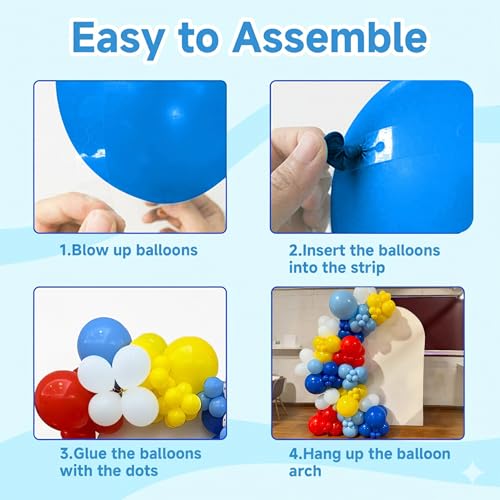 Image of 1st Birthday Decorations Boy, Dog Paw First Party Balloons Arch with Red Blue Yellow Long Latex Balloons 40 inch Number 1 Balloon and Star Foil Balloon for Paw Birthday Party Supplies