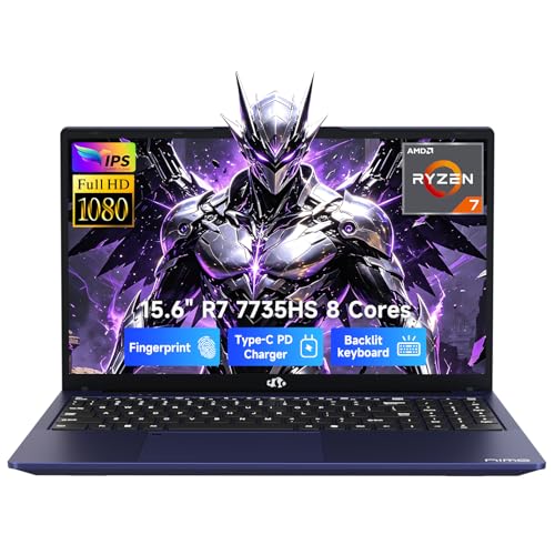 Image of NIMO 15.6 inch IPS FHD Light Gaming Laptop, 8 Cores AMD Ryzen 7 7735HS 32GB RAM 1TB SSD (Beat i7-12650H Up to 4.75GHz) Radeon 680M 100W PD Backlit Keyboard Fingerprint for Business & Student 2-Yr Warranty
