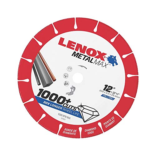 LENOX Tools METALMAX Cut Off Wheel, Diamond Edge, 12-Inch x 1-Inch (1972927) - 4 Pack
