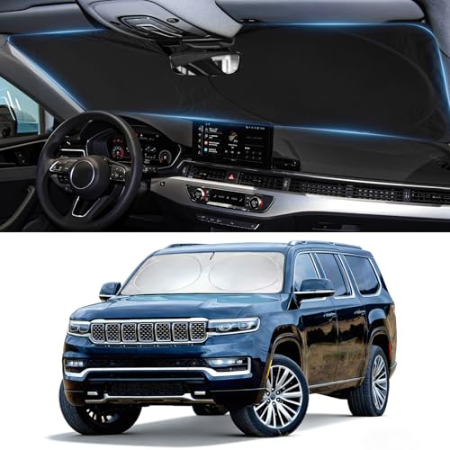Image of Windshield Sun Shade for Jeep Wagoneer 2022-2026 Front Window Sunshade | Custom-Fit Wagoneer Sun Visor Protector, 99% UV Block Heat Silver Reflective Sun Shield