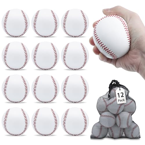 Magicorange Baseball, 12 Pack Training Baseballs Unmarked Practice Rubber Core Baseballs for Hitting, Soft Toss, Batting, Fielding, Pitching