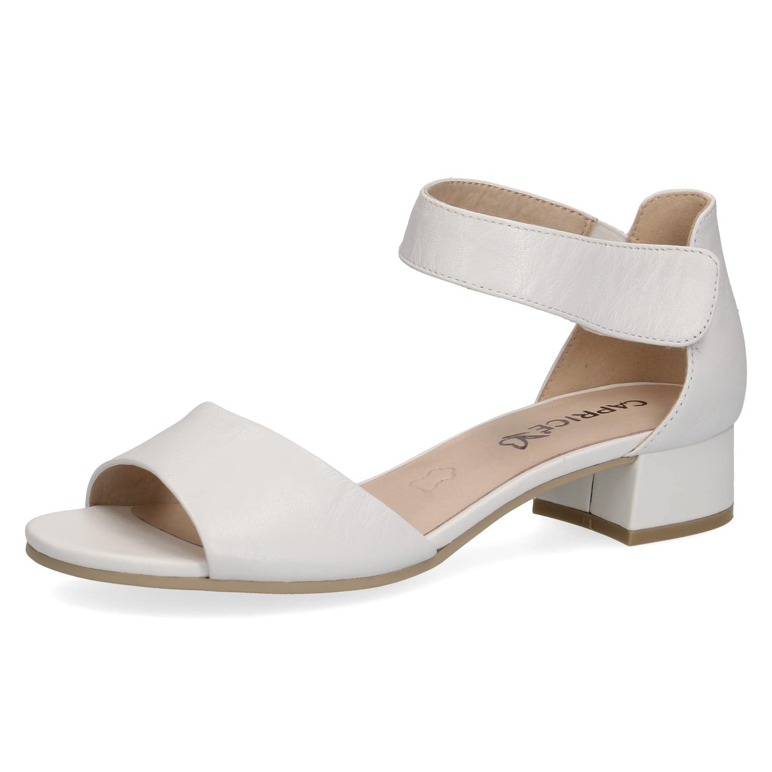 CAPRICE Women Sandals with Heel Leather Straps, White (White Nappa), 3.5 UK