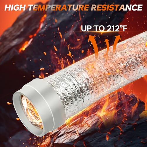 Image of MATEWORK 5FT Dryer Vent Hose 4 Inch, Heavy Duty Aluminum with Rubber Seals | 6-Layer Flexible Duct, Easy Install, Heat Resistant Insulated Exhaust Hose for Tight Spaces, Universal Vent Kit & 2 Clamps