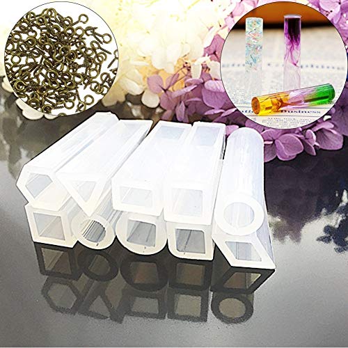 Jetloter 10 PCS DIY Liquid Resin Molds with 100 PCS Screw Eye Pins for Making Jewelry Necklace Pendant Charm Tools Accessories