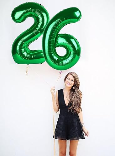 Miniatura 4 de Globo verde oscuro del número 2 de 40 pulgadas, dos globos del número 2, decoraciones de fiesta de cumpleaños de 21 para celebración, graduaciones,