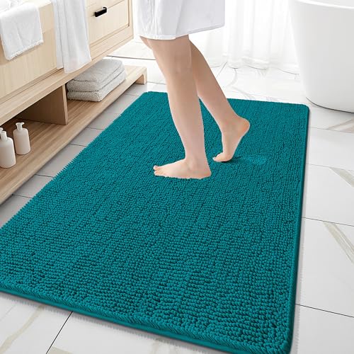Image of OLANLY Large Bathroom Rugs 59x35, Extra Soft Absorbent Chenille Bath Rugs, Rubber Backing Quick Dry, Machine Washable Bath Mats for Bathroom Floor, Tub and Shower, Home Decor Accessories, Deep Lake