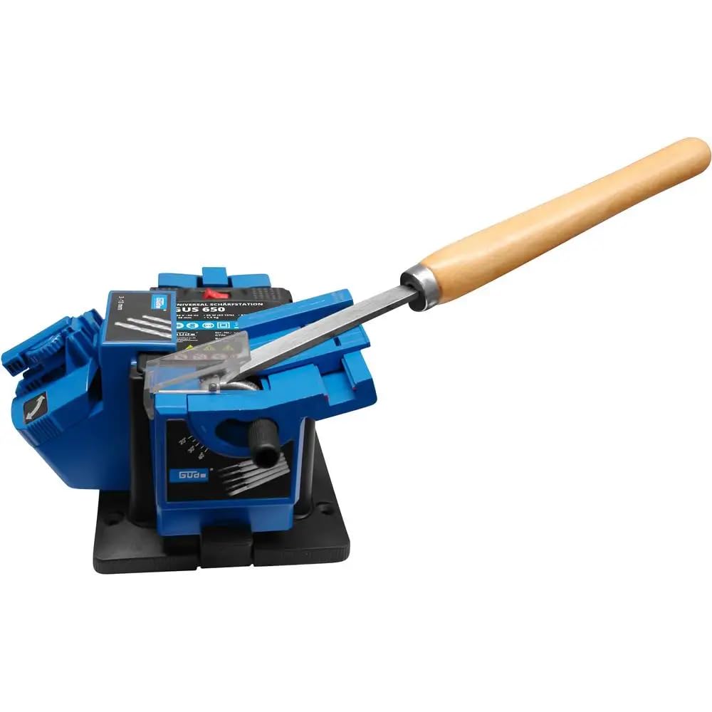 Güde Universal-Schärfstation GUS 650 (65 W, 6700 1/min, diamantbesetzter Schleifstein, Präzisions-Bohrerschleifvorrichtung, Schärfen von Messern, Bohrern, Scheren, Rasenmähermessern und vielem mehr)
