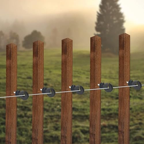 Miniatura 7 de XINMEIWEN 20 unidades aislantes de valla eléctrica color negro, aisladores de cerca, poste de madera, aisladores para cercas de animales de granja