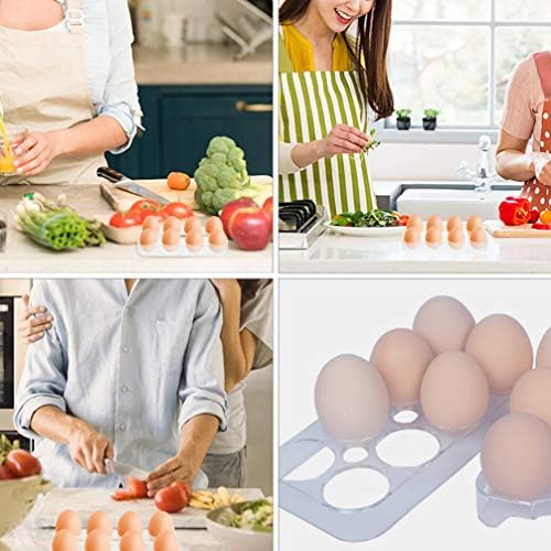 Cabilock 2pcs Egg Holder Egg Boxes Fridge Storage Egg Holder Tray Clear Egg Holder Storage Container for Fridge Organisers Kitchen Storage Containers Market Farmers Home (8 cups each)
