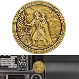 Anwlki Heilig Christophorus Auto Plaketten Ø 4cm Heiliger Christophorus Medaille Beschutze Uns Komm Gut Heim Geschenk mit Magnet und 1 Eisenstück, 3 Doppelseitig Klebende Aufkleber (Altes Gold)